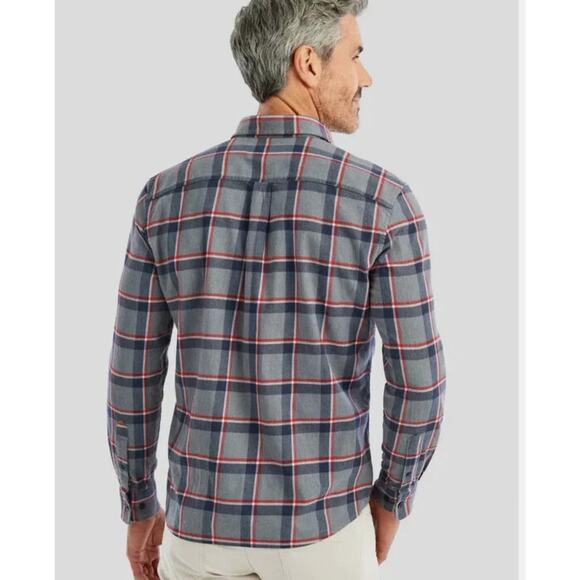 Johnnie-O Rudy Hangin' Out Button Down Flannel Shirt Charcoal Plaid Mens XL - Picture 3 of 14